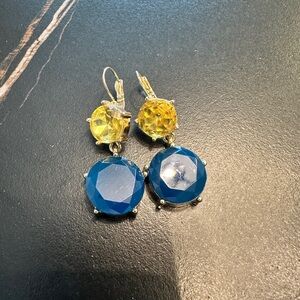Elegant Blue and Yellow Drop Earrings